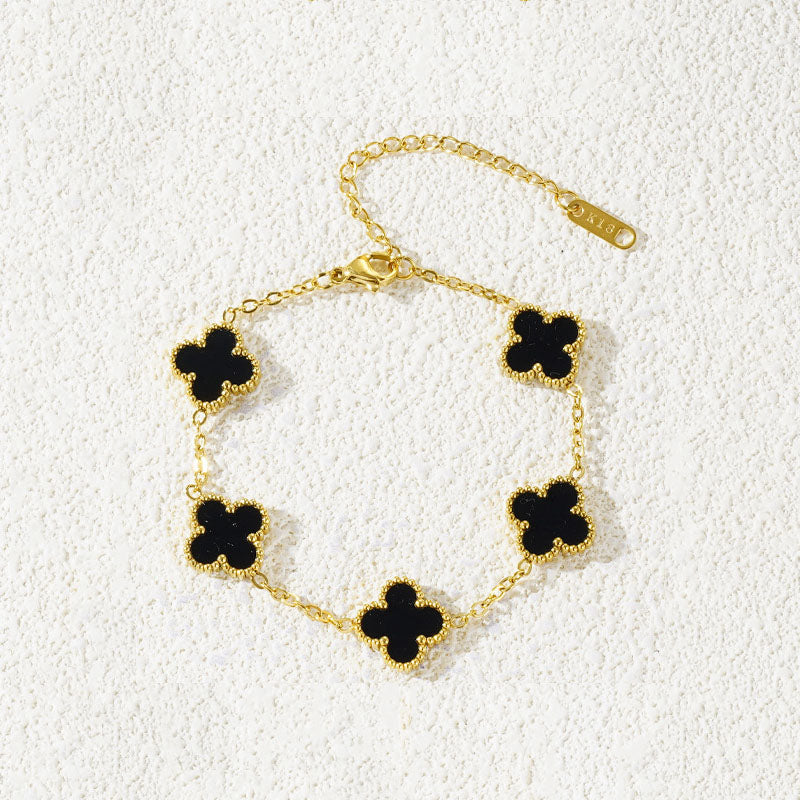 Fritillaria Mother of Pearl Clover bracelet Black