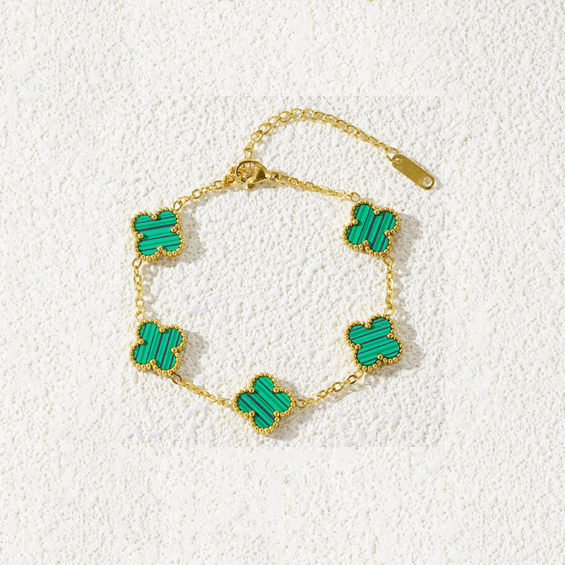 Fritillaria Mother of Pearl Clover bracelet Green