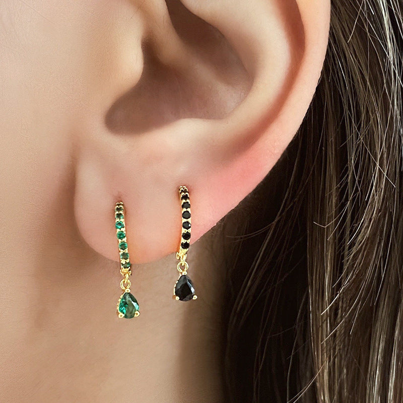 Classic turquoise Teardrop Solitaire Huggie Earrings