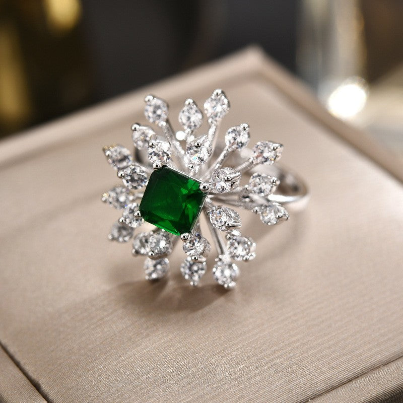 Emerald Sapphire Daisy Open Ring