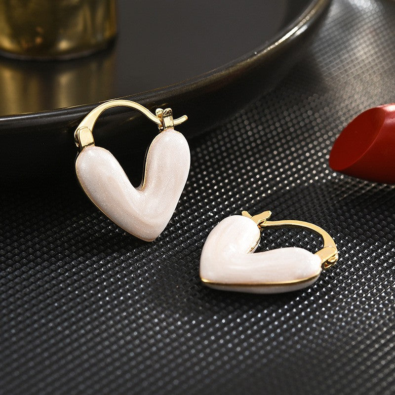 Enamel Love Heart Huggie Earrings