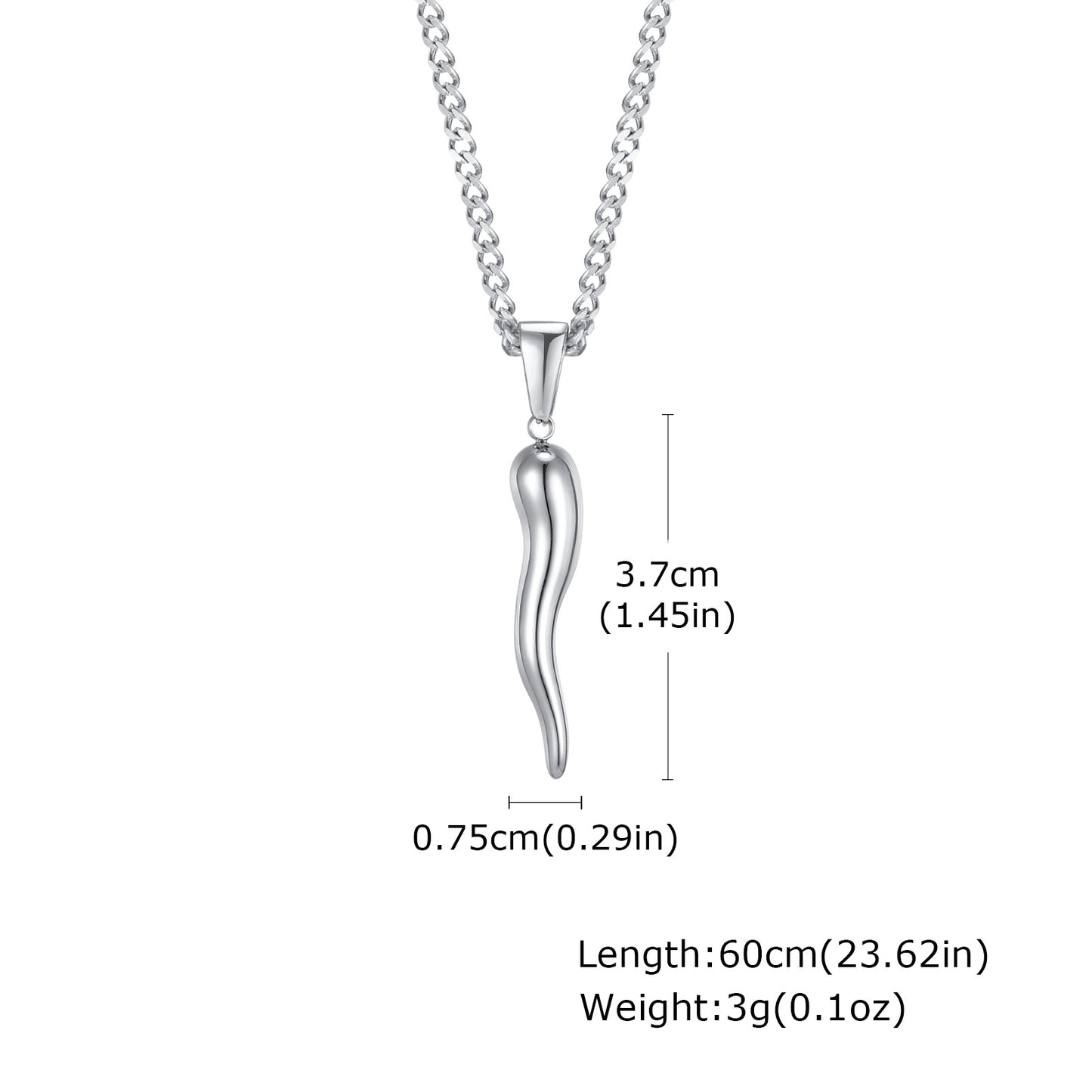 Chili Pendant Necklace (Silver)