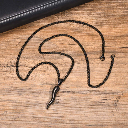 Chili Pendant Necklace (Black)