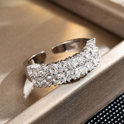 Double Sapphire Open Silver Ring