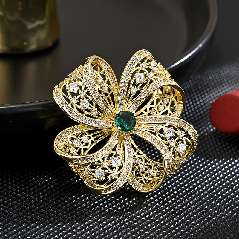 Zircon Flower Brooch
