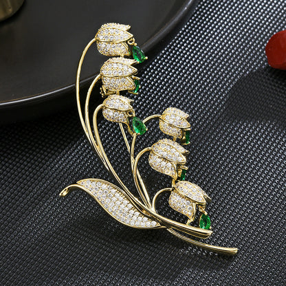 Full Zircon Crystal Bellflower Brooch