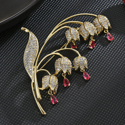 Full Zircon Crystal Bellflower Brooch
