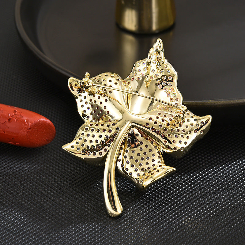 Colorful Zirconium Crystal Floral Brooch