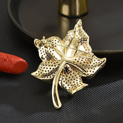 Colorful Zirconium Crystal Floral Brooch