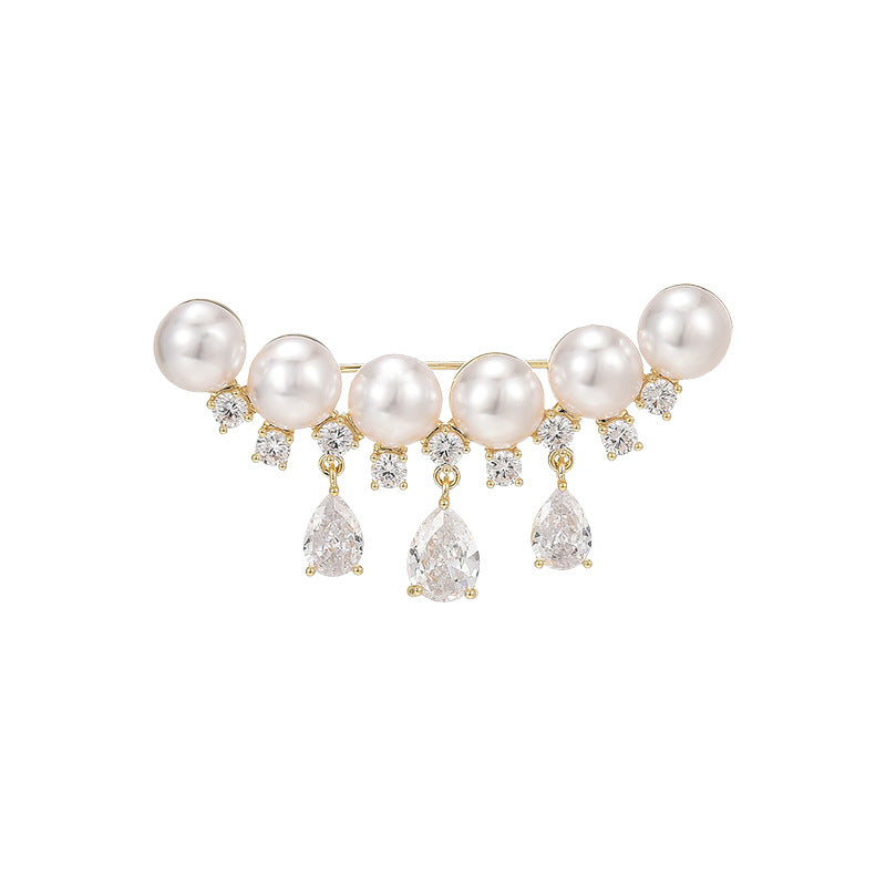 Smile Pearl Tassel Pendant Brooch