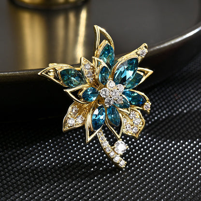 Crystal Micro-inlaid Zircon Gold Brooch