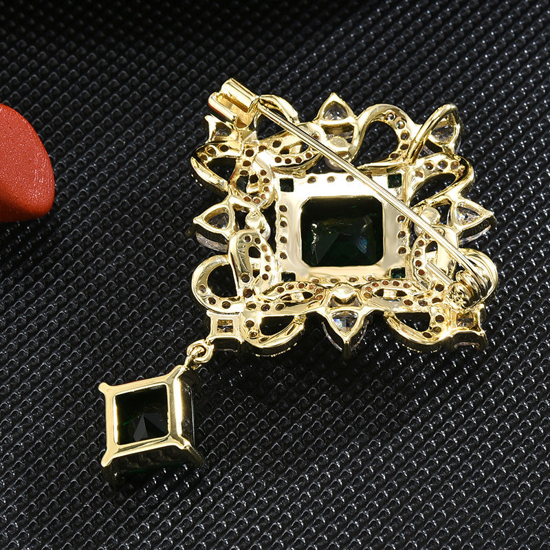 Emerald Flower Brooch