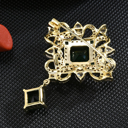 Emerald Flower Brooch