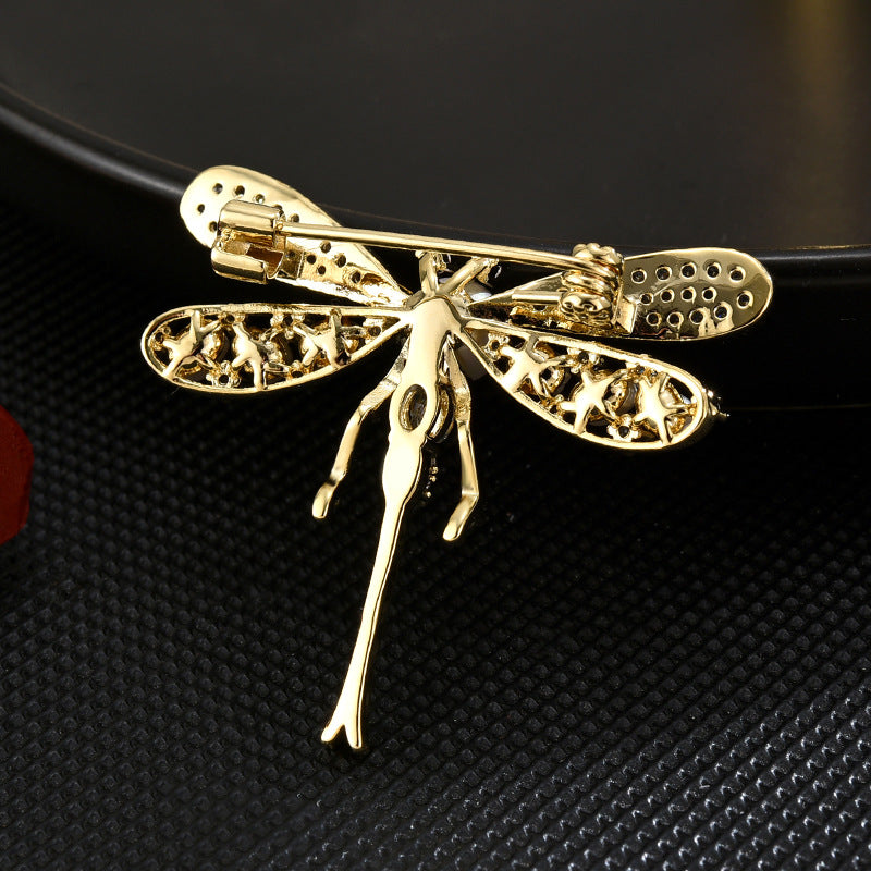 Little Dragonfly Freshwater Pearl Zircon Brooch