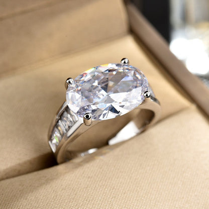 Oval Crystal Open Ring