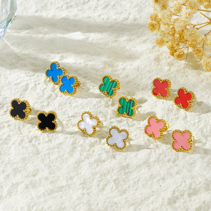 Blue Clover Mother of Pearl Stud Earrings