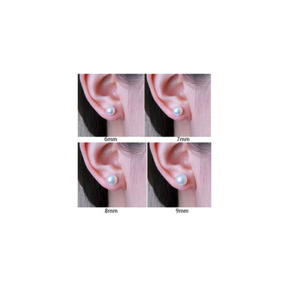 White Round Freshwater Pearl Stud Earrings