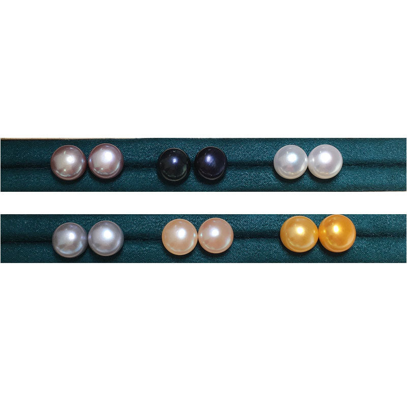 White Round Freshwater Pearl Stud Earrings