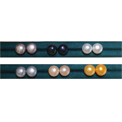 White Round Freshwater Pearl Stud Earrings