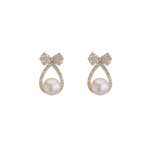 Meteor Shower Zirconia Freshwater Pearl Earrings