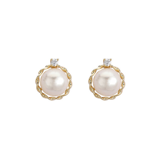Moonbeam Zirconia and Freshwater Pearl Earrings