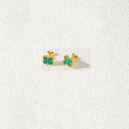 Green Clover Mother of Pearl Stud Earrings