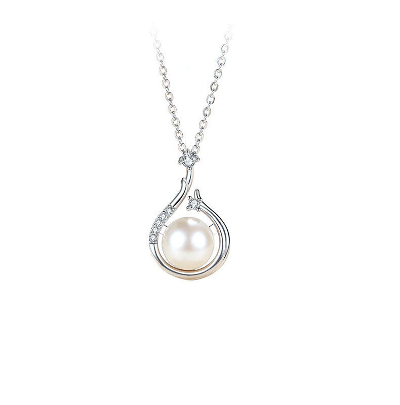 Freshwater Pearl Teardrop Zircon Pendent Necklace