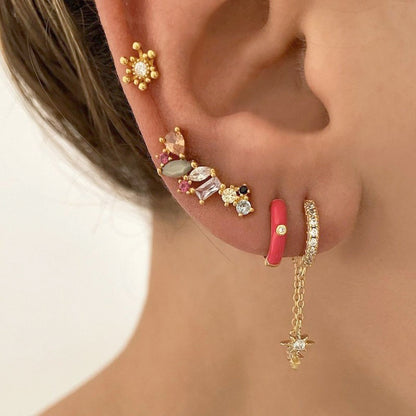 North Star Sapphire Dangling Huggie Earring