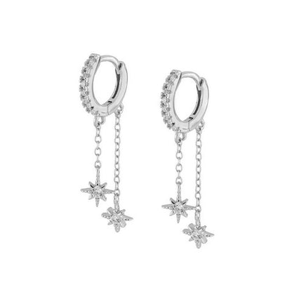 North Star Sapphire Dangling Huggie Earring