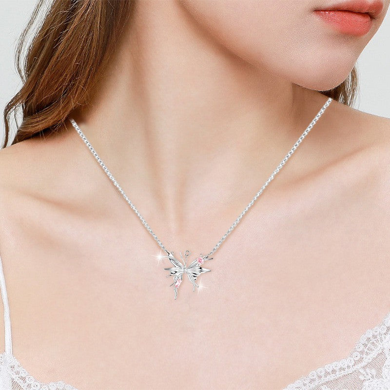 Pink Sapphire Butterfly Necklace