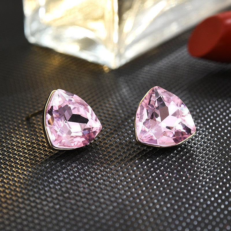 Tricone Crystal Stud Earrings