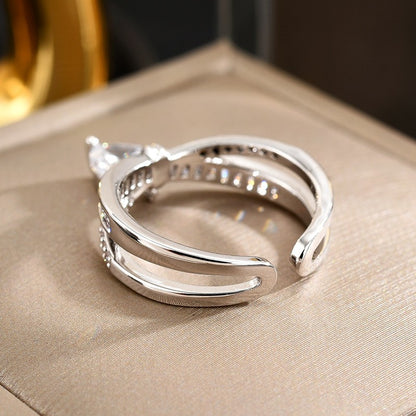 Heart Pendent Cross Open Ring