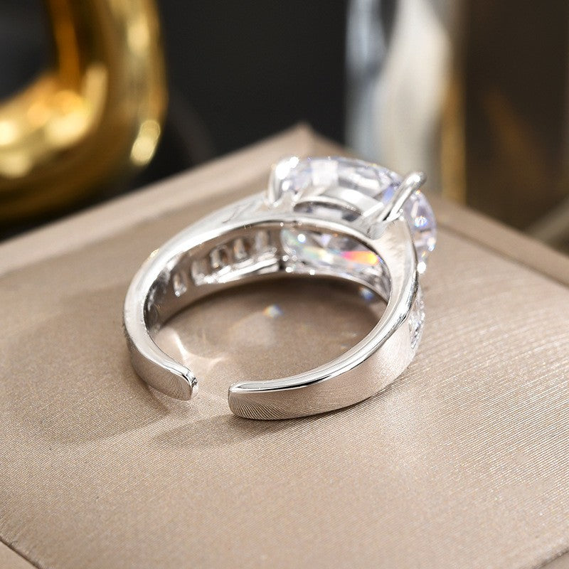 Oval Crystal Open Ring