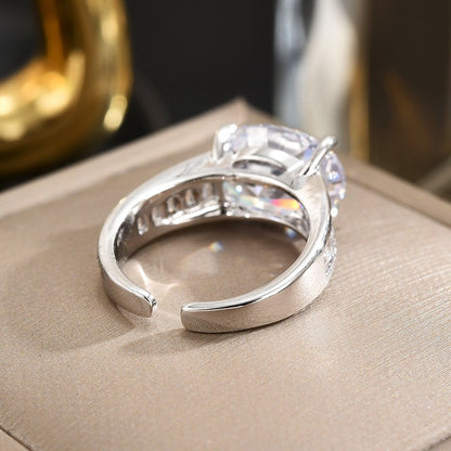 Oval Crystal Open Ring