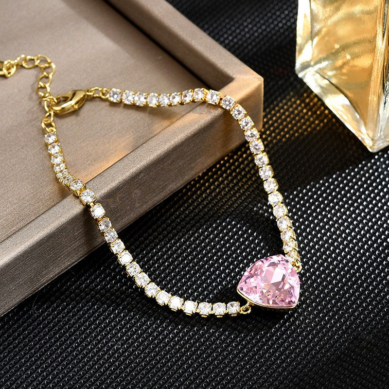 Pink Crystal Sapphire Tennis Bracelet