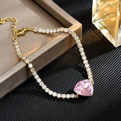 Pink Crystal Sapphire Tennis Bracelet