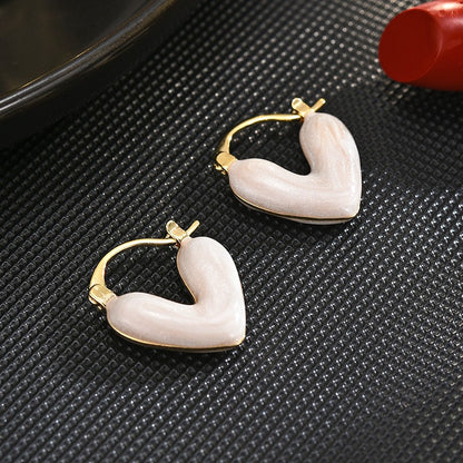 Enamel Love Heart Huggie Earrings