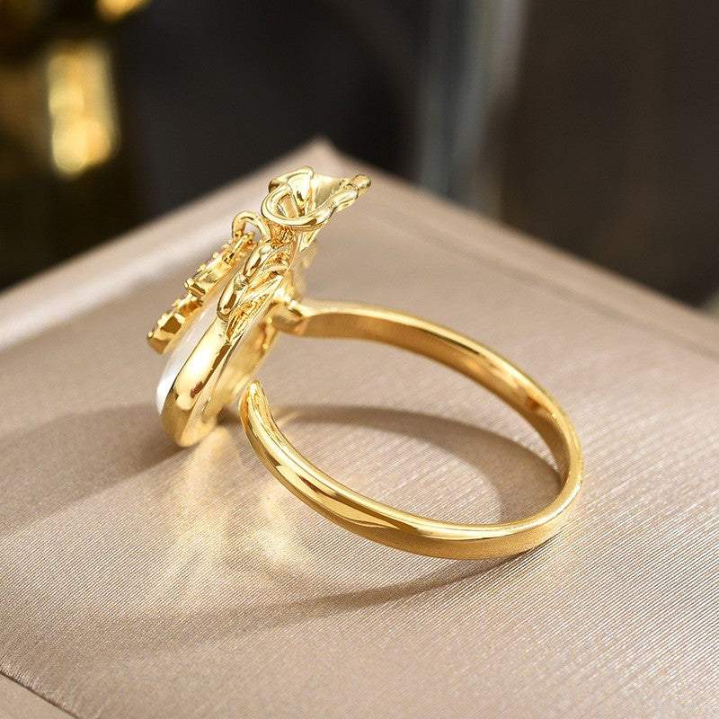 Moonstone Lucky Bag Zircon Open Ring