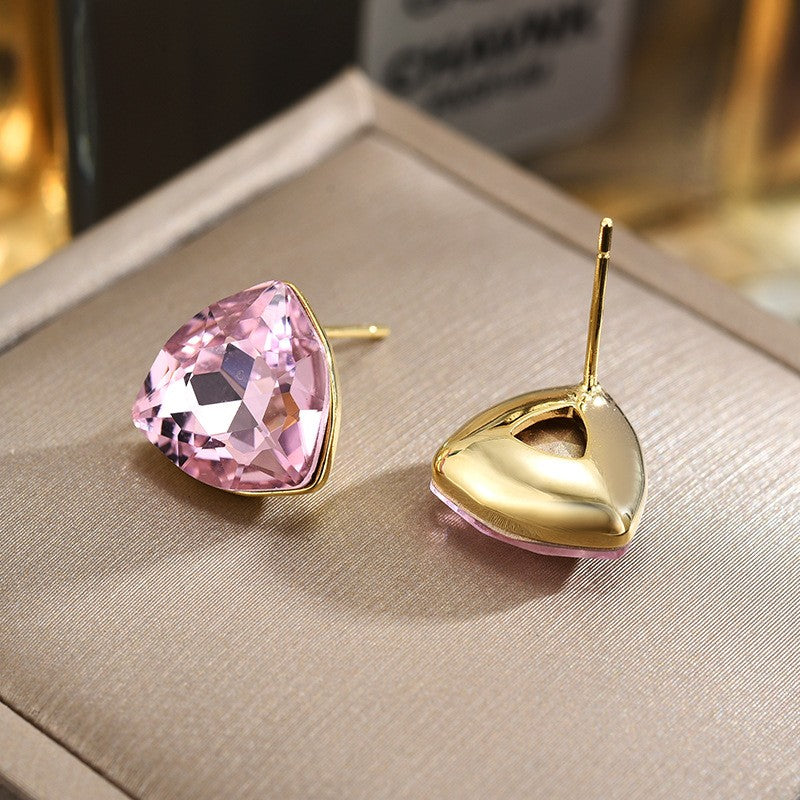 Tricone Crystal Stud Earrings