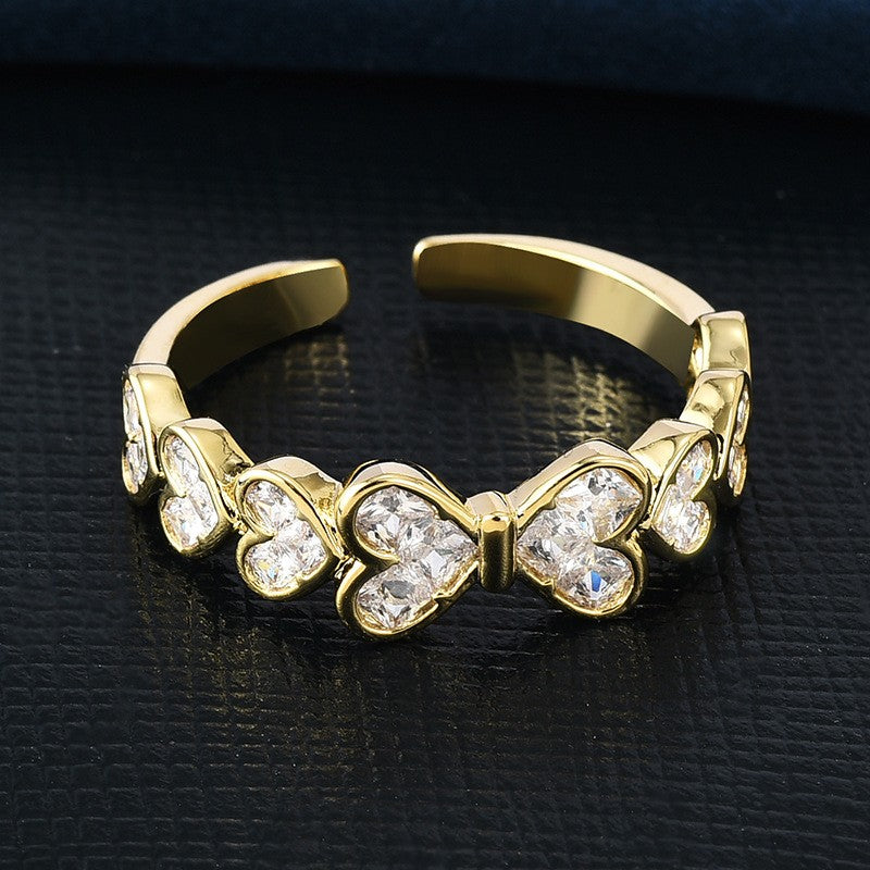Zirconia Hearts Open Ring