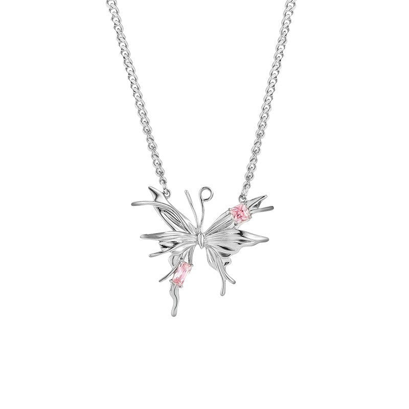 Pink Sapphire Butterfly Necklace