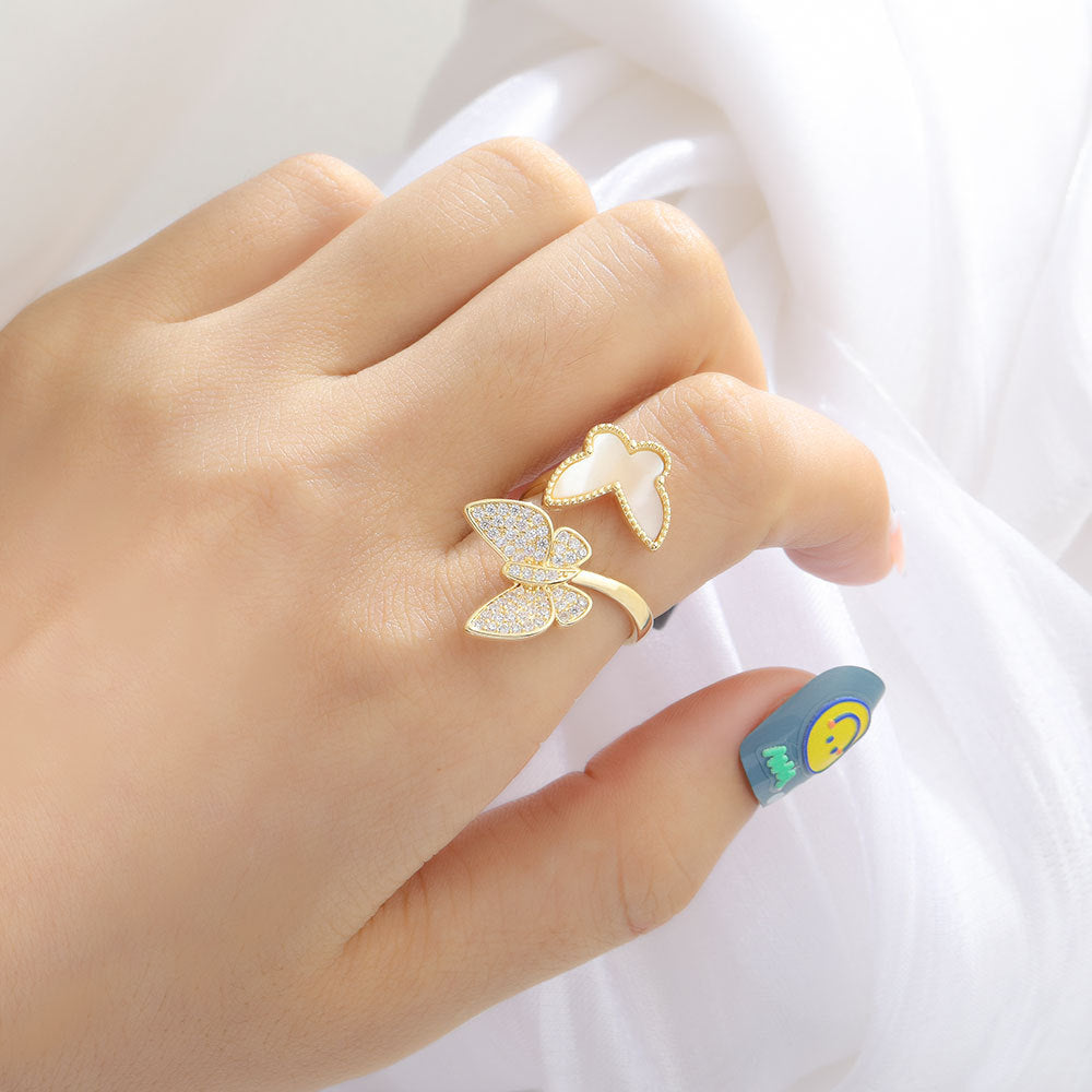 Double Butterfly Open Ring