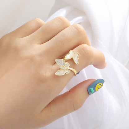 Double Butterfly Open Ring