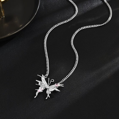 Pink Sapphire Butterfly Necklace