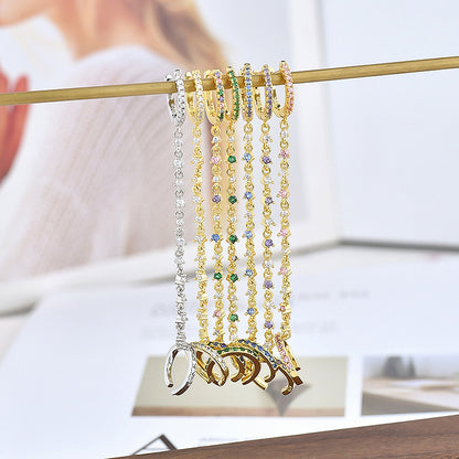 Rainbow Sapphire Dangling One Piece Ear Chain Clip Earrings