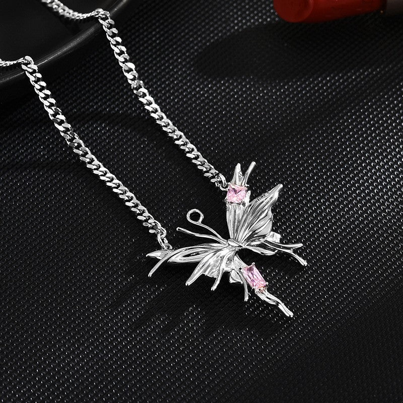 Pink Sapphire Butterfly Necklace