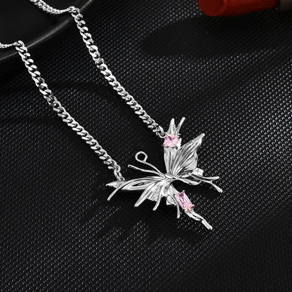 Pink Sapphire Butterfly Necklace
