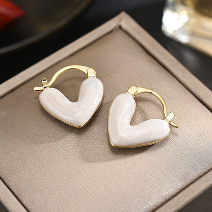 Enamel Love Heart Huggie Earrings