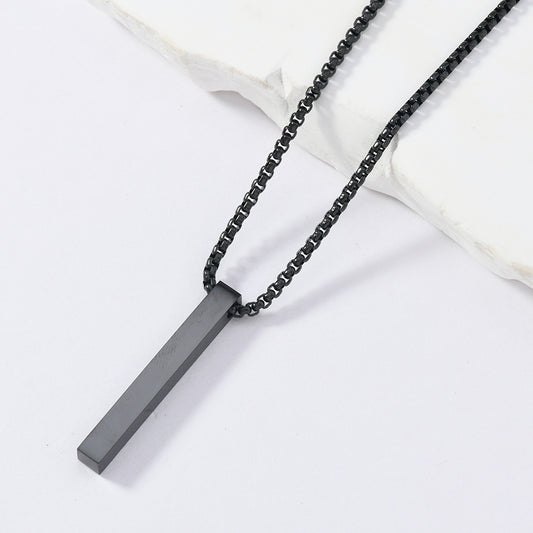 Rectangular Pendant Necklace (Black)