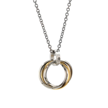 Triple Ring Twist Box Chain Necklace(Gold)